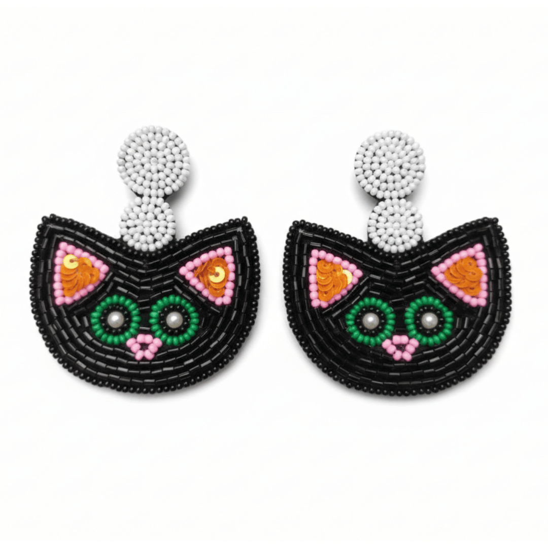 Beige-&-Gold-Beaded-Drop-Earrings-–-Parrot-Bird-Jewelry-for-Women