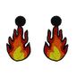 Beaded Fire Flame Statement Earrings, Handcrafted Design, Black and Gradient Orange-Yellow