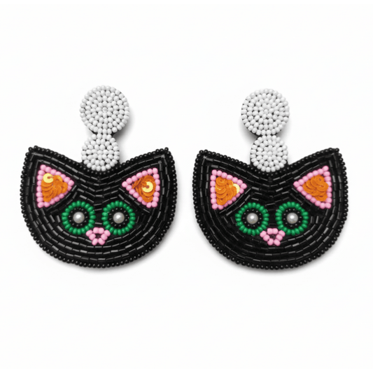 Beige-&-Gold-Beaded-Drop-Earrings-–-Parrot-Bird-Jewelry-for-Women