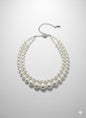 Double Strand Pearl Necklace and Earrings Set, White Faux Pearl, Adjustable Chain