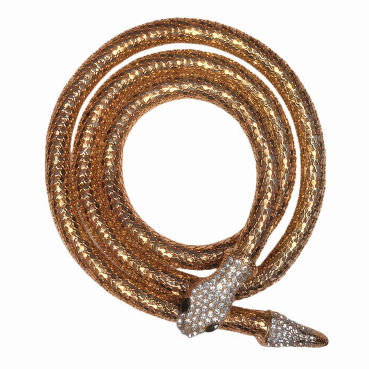 Gold Snake Statement Necklace with Gemstone Eyes for Women