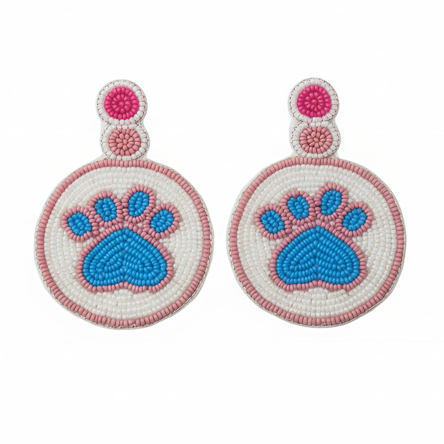 Pink-&-Cream-Embroidered-Fabric-Drop-Earrings-–-Lotus-Floral-Jewelry-for-Women