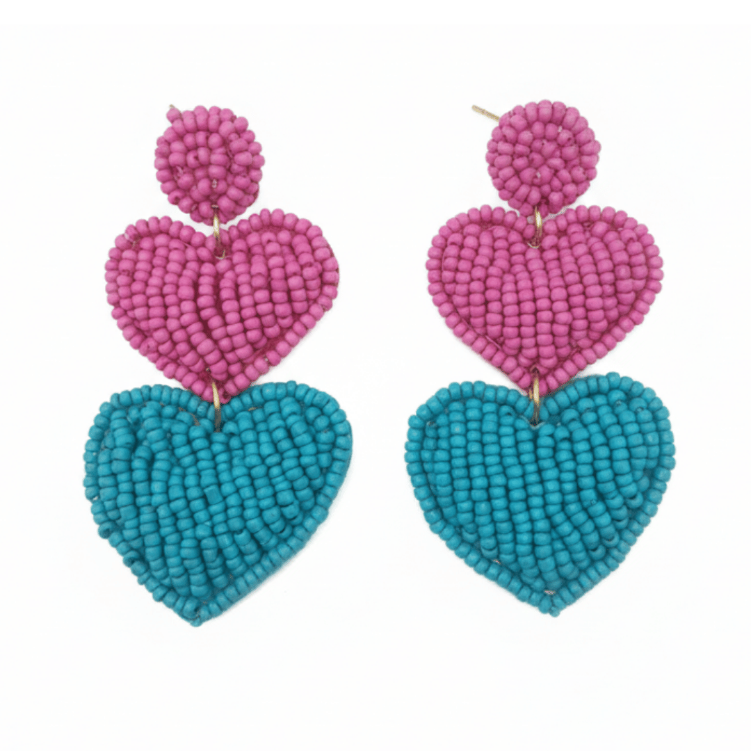 Pink-White-&-Blue-Beaded-Drop-Earrings-–-Paw-Print-Jewelry-for-Women