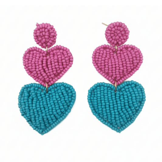 Pink-White-&-Blue-Beaded-Drop-Earrings-–-Paw-Print-Jewelry-for-Women